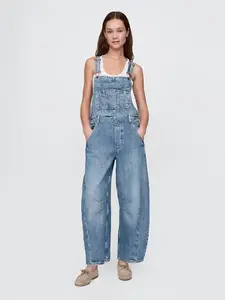 UltraSoft Denim Horseshoe Overalls Color Medium Indigo