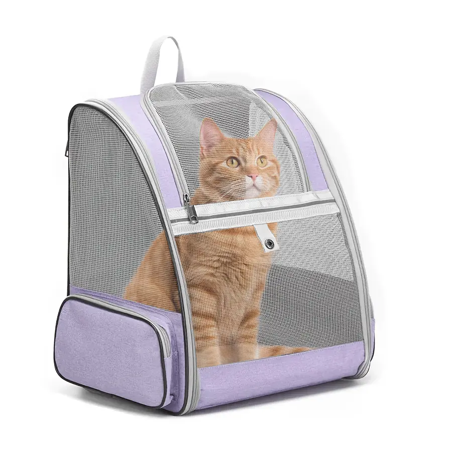 Cat and Dog Backpack Space Capsule - Pet Carrier For Small- Pet travel bag-TSA Airline Approved, Expandable, Locking Zipper, Ventilated Mesh, Breathable Fabric,  Padded Straps, Foldable, Pulling (Black,Blue,Purple,White,Gray,)