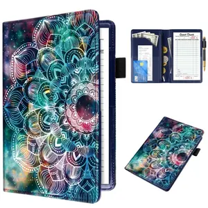 Server Book For Waitress Waiter Leather Guest Note Pad With Zipper Money Organizer Wallet Cash Check Bill Receipt Holder Presenter