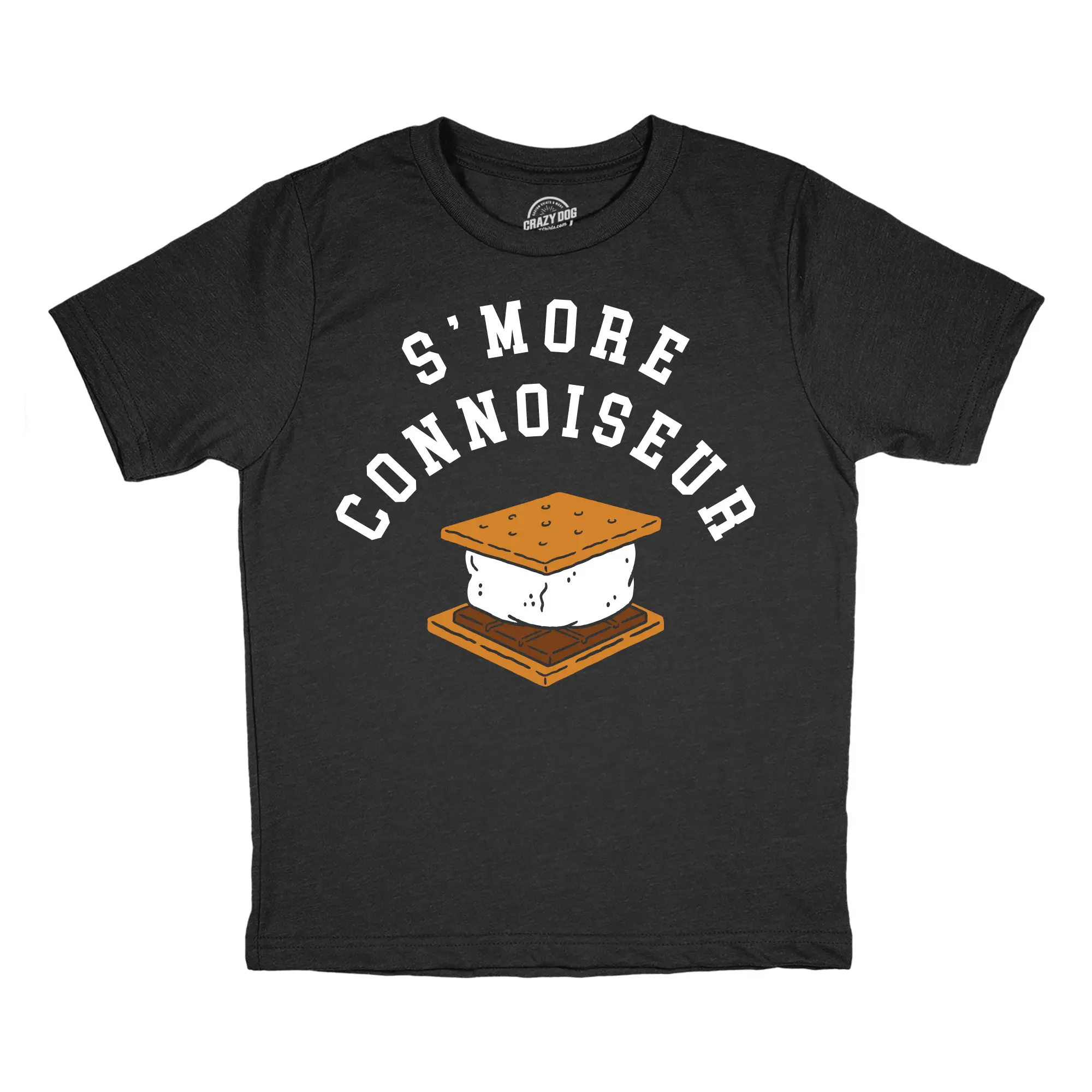 Youth Funny T Shirts Smore Connoiseur Sarcastic Camping Tee For Kids Funny T Shirts Food Tops for Kid Funny Camping Short Sleeve Novelty Tees for Kids Black -