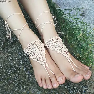 Crochet Barefoot Sandals Women Hollow Lace Anklet Foot Chain Boho Beach Jewelry