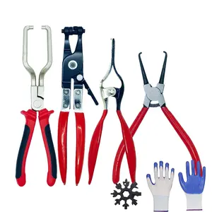 4PCS Electrical Disconnect Tool Push Tab Style Plug Remover, 9" Fuel Line Connector Pliers 7" Fuel Filter Caliper, Hose Remover And Hose Clamp Clip For Automotive Maintenance Disconnect Repair Tools