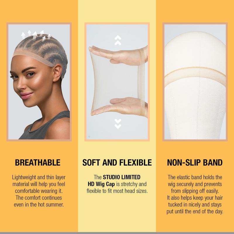 HD Wig Cap Ultra Thin Invisible Wig Cap for Bald Cap Method HD Beige 2pcs