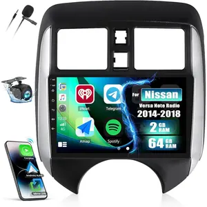 [2+64G] Android 15 Car Stereo for Nissan Versa Note Radio 2014-2018 with Wireless/Wired Carplay&Android Auto,9’’ Car Radio with Mirror Link GPS WiFi BT FM/RDS USB SWC+AHD Backup Camera