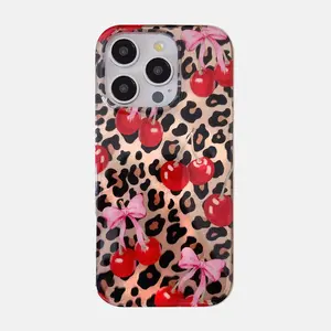 Cherry & Bow Pattern Phone Case, Anti-drop Cellphone Protective Case, Total Protective Shockproof Mobile Phone Cover for iPhone 16 15 14 13 12 Pro Max, Casing