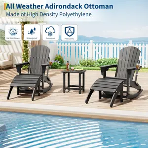 Weather Resistant HDPE Resin Adirondack Ottoman Footrest, Durable Outdoor Patio Foot Stool for Porch, Pool, Lawn, Backyard, Pairs with Adirondack Chairs