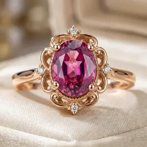 GIA Certified Ruby & Diamond 2.05Ct VS Vintage Engagement Ring in 14k Rose Gold