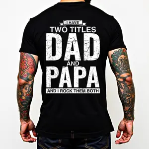 Cool Dad And Papa Double Title Rocking T-Shirt For Awesome Fathers