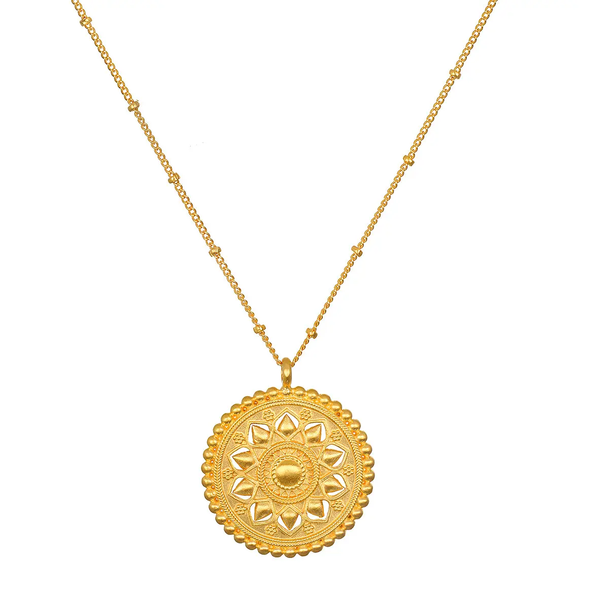 18kt Gold-Plated Mandala Statement Necklace, Adjustable Costume Jewelry for Inner Peace & Spiritual Practices