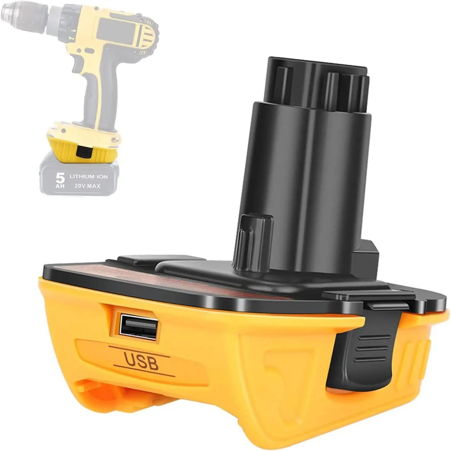 Alian Battery Adapter 20volt to18v for DEWOLT,Replacement for DCA1820 Battery Adapter,Compatible with Dewolt 18V Old Tools,USB Charger Adapter,Orangeyellow(1pack)