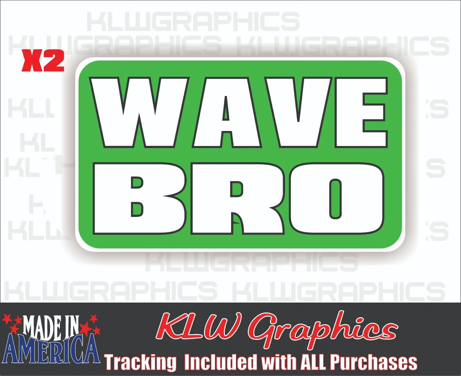 Wave Bro Lime Green Black White Full Color Decal Sticker Turbo Diesel Truck Car JDM Euro 4x4 Offroad ATV JK JL TJ