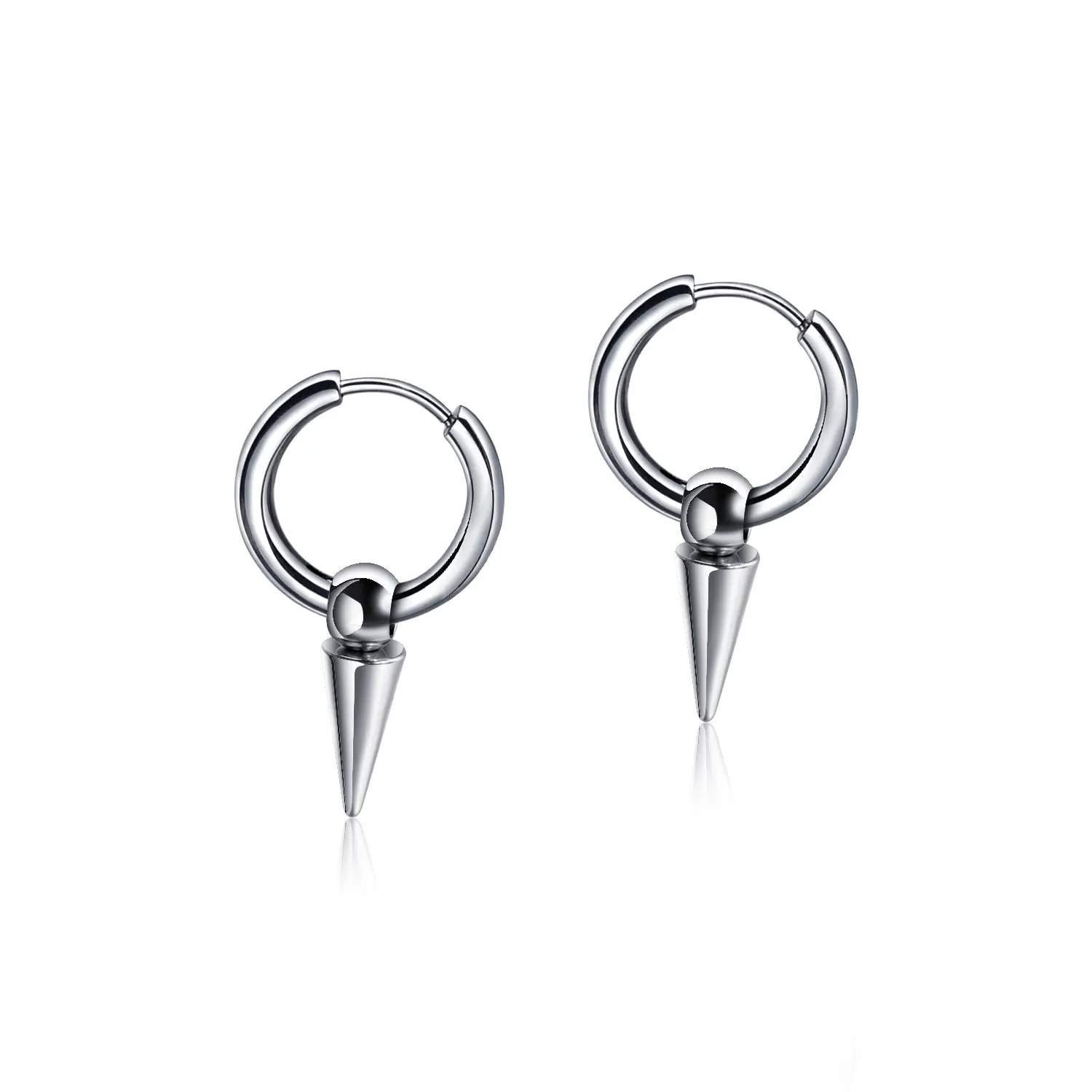 Oufer Dangle Spike Punk Clicker Earrings 2PCS 316L Stainless Steel Oufer Dangle Spike Punk Clicker Earrings 2PCS 316L Stainless Steel