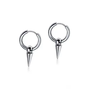 Oufer Dangle Spike Punk Clicker Earrings 2PCS 316L Stainless Steel