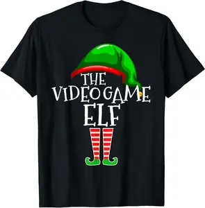 100% Cotton Video Game Elf Group Matching Family Christmas Gamer T-Shirt