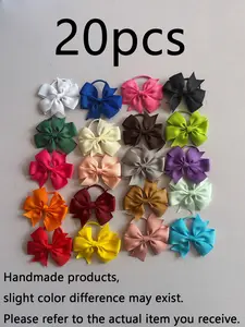 20pcs Cute Girl Hair Bands, Woven Fabric Bowknot Design, All Season Daily Use, Perfect Holiday Gift, Plain Style for Girls, Hair Accessories Sets