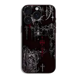 Gothic Coquette Cyber Sigilism Cross Phone Case For iPhone 17 16 15 14 13 12 11 Pro Max Plus Black Shockproof Cover