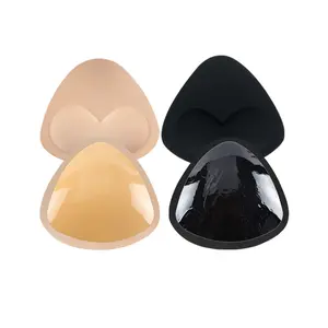 Biological Glue Thickened Sponge Self-adhesive Insert Wedding Invisible Chest Sticker Swimsuit Chest Pad Anti-light Insert Triangular Chest Pad Lift Black Women Skin Outfit Womenswear Bra Strapless Triangle Backless Ab Foam Seamless