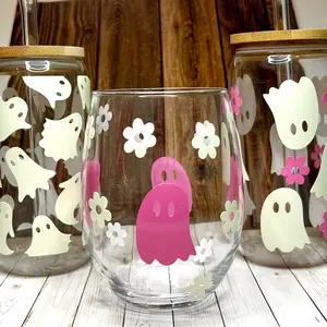 16 oz Flower and Ghost Glasses