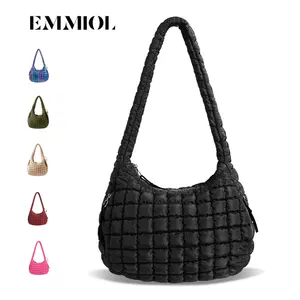 【Adjustable Shoulder Strap】Puffer Quilted Tote Bag for Women Nylon Crossbody Bags Puffy Purse Hobo Large Shoulder Bag Puffer Bag Trendy
