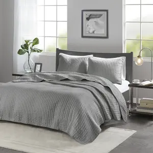 Keaton Main Street Microfibre 2-Piece Quilt Set - All Size, King, Antimicrobial Treatment, Pick Stitch Channel Quilting, Ideal for Room Decor