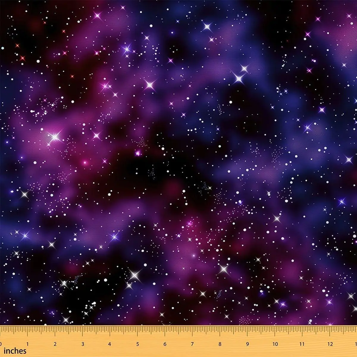 Psychedelic Upholstery,Outer Space Flannel Fabric,Purple Starry Sky,Glitter Stars Material,Ombre Aesthetic Decorative Indoor Not Stretchy Fabric