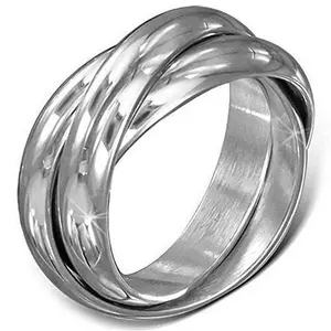 My Daily Styles Stainless Steel Three Silver-Tone Interlocking Polished Ring Band Set, 5 mm Wide