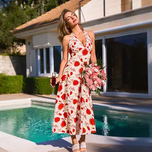 CUPSHE TikTokShopSpringGlowUp Love of My Life 2026 Floral Boho Plunging Sleeveless Midi Dress Womenswear | Elegant Sun Dress for Brunch & Outdoor Events Vacation Dress for Summer Travel Casual Womensfashion