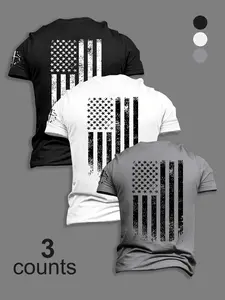 3 Pack Men's American Flag Print Tank Tops, Regular Fit Summer Casual Tops Suitable for Fitness, Running and Outdoor Activities