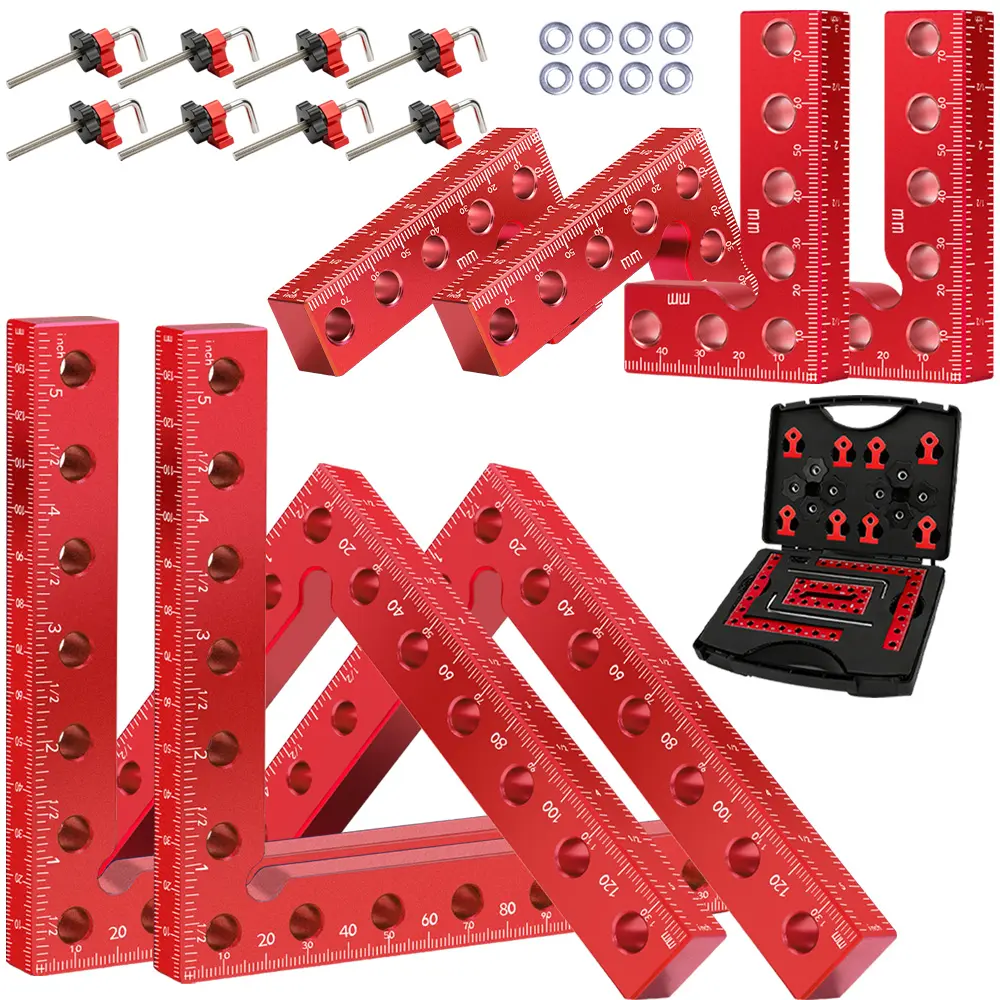 8PC Corner Clamps for Woodworking, Aluminum Alloy 90 Degree Right Angle Clamp with Storage Box, Positioning Squares Woodworking Tools for Cabinets, Frames, Drawers, Box