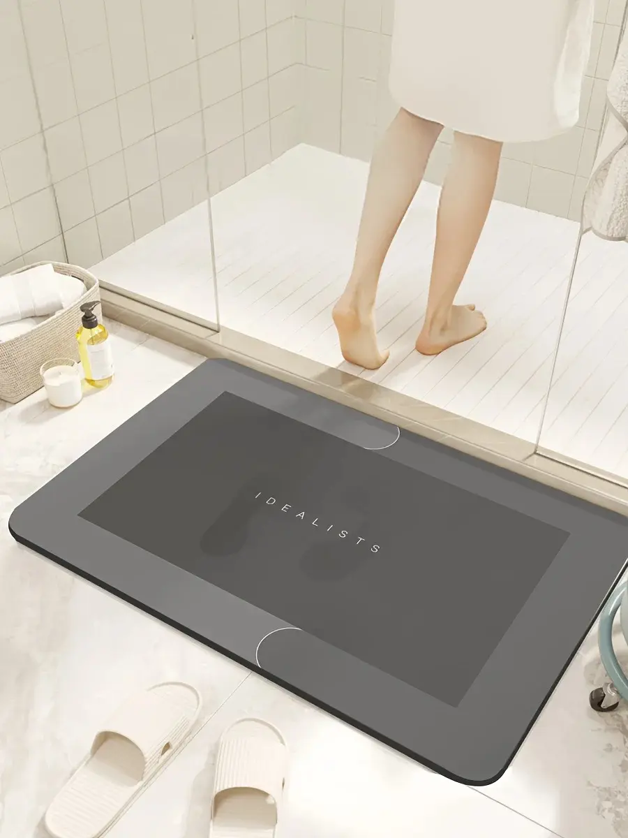 Diatomite Bath Mat - Multi-Size Classic Geometric Square, Absorbent, Fast-Drying, Non-Slip, Soft, Durable Mat for Bathroom, Entryway