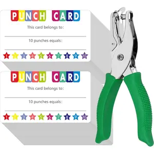 200 count Punch Cards, Incentive Card with Handheld Puncher Kit  Shaped Incentive Loyalty Reward Cards Boost Creativity & Skills Development for Business, Classroom, Students Behavior, 3.5" x 2"