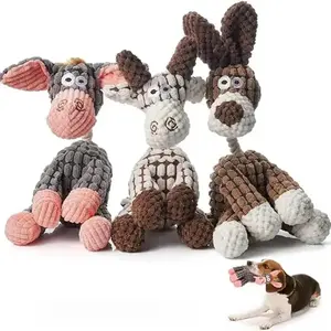 Durable Squeaky Plush Donkey Dog Toy - Bite-Resistant Chew Option for Teething Aggressive Chewers, Interactive Pet Accessory for Small to Large Breed Dogs