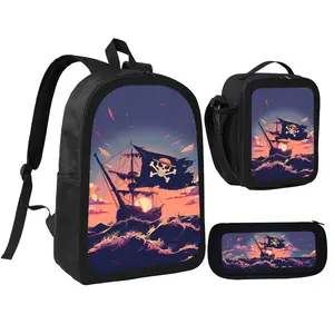 Luffy Pirate Ship Graphic Backpack, Classic Anime Sailing Vessel Themed School Bag, Lightweight Durable Casual Daypack, Breathable Ergonomic Adjustable Shoulder Bag, Trendy Ocean Adventure Gift For Kids, Teens And Anime Voyage Art Fans tiktokshopspringglo
