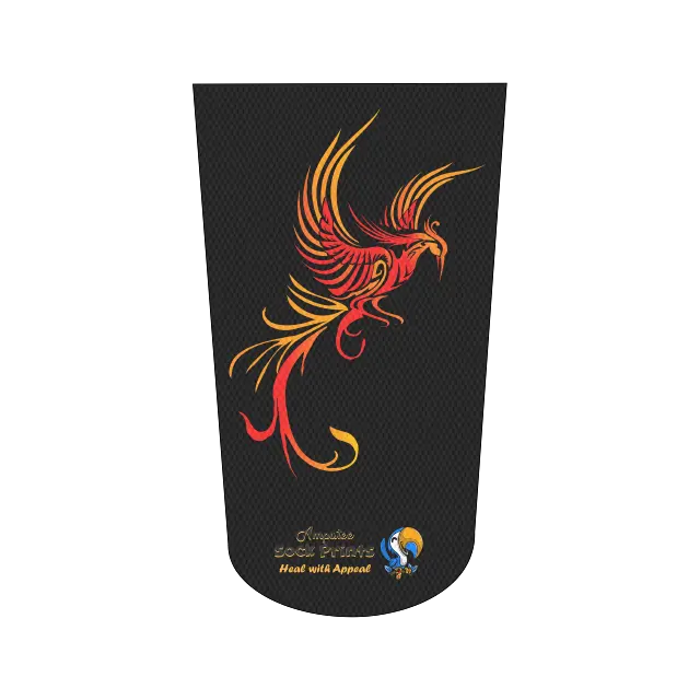 Amputee Sock "Phoenix Flying blk bgnd V1", Prosthetic Limb Sock, 3ply Stump Sock