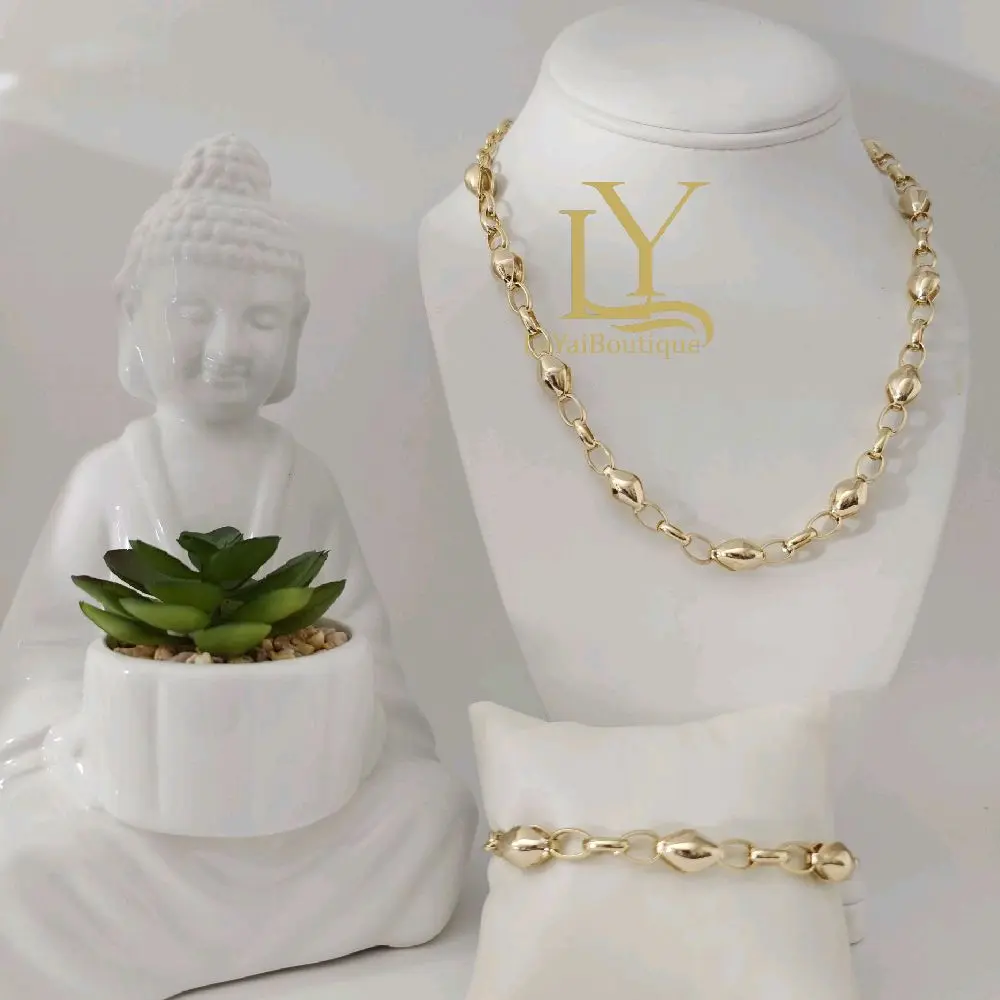 LaYaiBoutique #1821 14k gold plated necklace and bracelet set, high quality