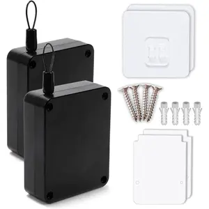 Upgraded Version with Buffer, 1200 Gram Automatic Screen Door Closer, Sliding Screen Automatic Door Closer, Refrigerator Door Closer Sliding Door Closer with Steel Pull Cord, Home Use, 2Black