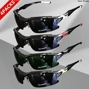 4-Pack Polarized Sports Sunglasses for Men and Women, UV Protection Windproof Outdoor Glasses for Running, Fishing, Golf, Baseball, Cycling and Driving