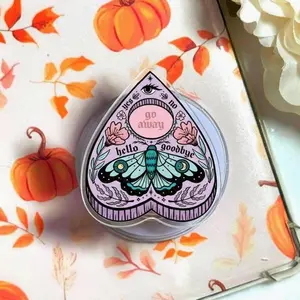 Gothic Luna Moth Planchette Phone Grip, Go Away Funny Introvert Gift, Witchy Aesthetic Ouija Accessory, Celestial Floral Phone Stand, Dark Academia Merch, Cute Spooky Griptok for Women