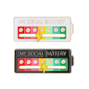 My Social Battery Customizable Emotion Indicator Pin - Cute Sliding Meter Brooch for Mental Health Awareness Fun Office & School Accessory Unisex