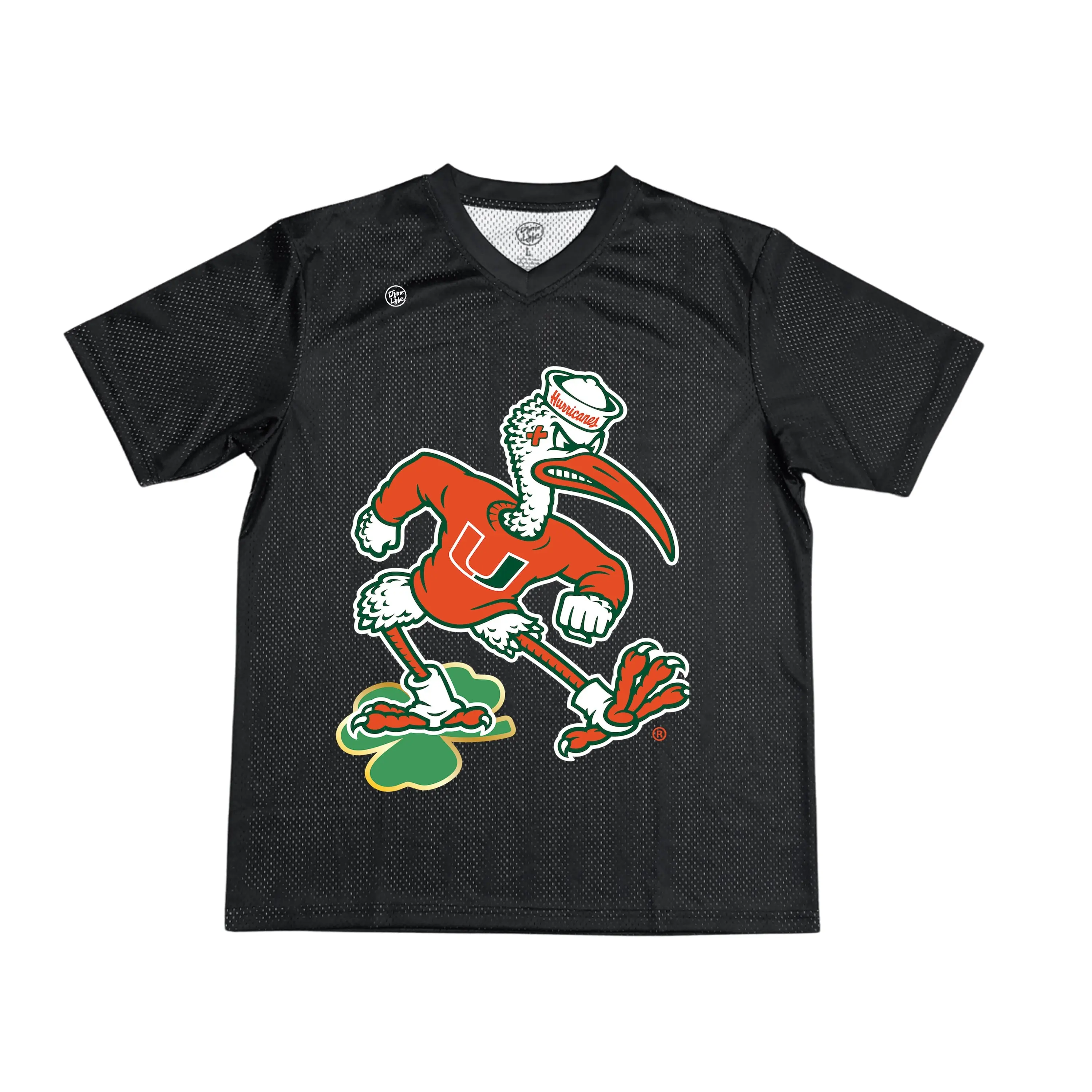 Miami Hurricanes Men's Mesh Jersey, Short Sleeve Graphic Tops with Sebastian Stomp Mascot, Breathable Fabric for Casual Game Day Athletic Outfits