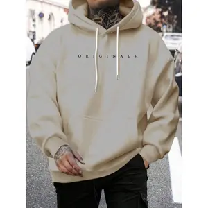 Men's Letter Print Drop Shoulder Hoodie, Fashion Casual Regular Fit Drawstring Pocket Hooded Sweatshirt for Daily Holiday Outdoor Wear, Men Clothes for Fall & Winter