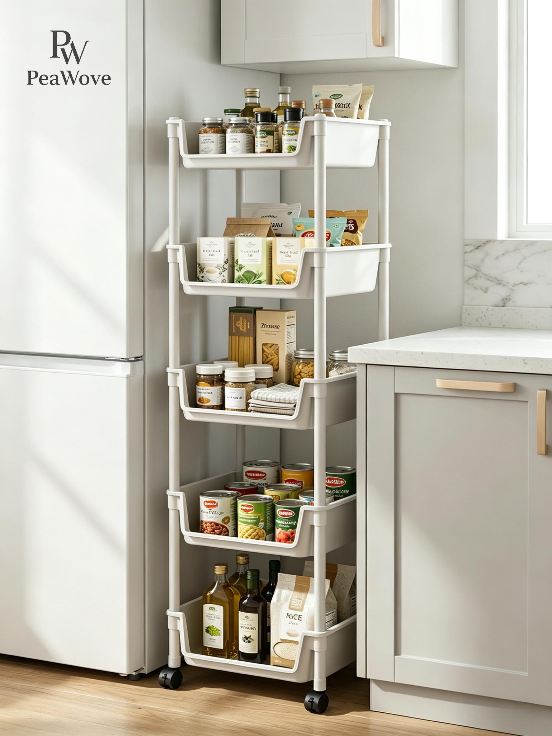 PeaWove Multifunctional Multi-Layer Plastic Storage Cartwith Wheels, Layered Shelf Organizer for BedroomKitchen Bathroom Living Room, AdjustableStanding Shelf Suction Cup Sponge Holder for Kitchen Sink semiannual sale 2026 easy install kit glove clip cas PeaWove Multifunctional Multi-Layer Plastic Storage Cartwith Wheels, Layered Shelf Organizer for BedroomKitchen Bathroom Living Room, AdjustableStanding Shelf Suction Cup Sponge Holder for Kitchen Sink semiannual sale 2026 easy install kit glove clip cas