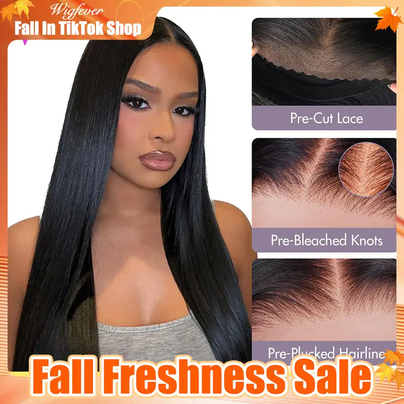 Wigfever Wear Go Glueless Silky Straight Wigs Pre Bleached And Pre Cut 7*4 Lace Human Hair Lace Front Wigs Beginner Friendly #FallFreshness