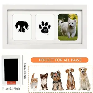 Pet Paw Print Photo Frame, 1 Count 3 in 1 Pet Paw Print Photo Frame, Pet Paw Print Commemorative Frame, Home Decor for Living Room Bedroom