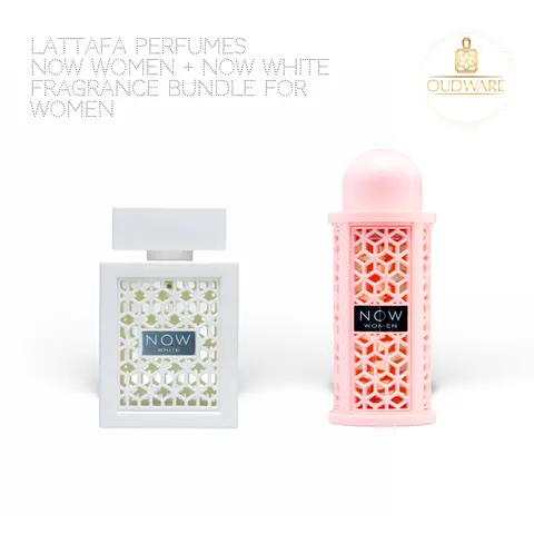 Lattafa Now Women + Now White EDP Fragrance Floral Scents Perfume Multi-Pack, 100ml (3.4 fl oz/3 to 3.9 fl oz) Long-Lasting Everyday Wear Value Gift Bundle for Women