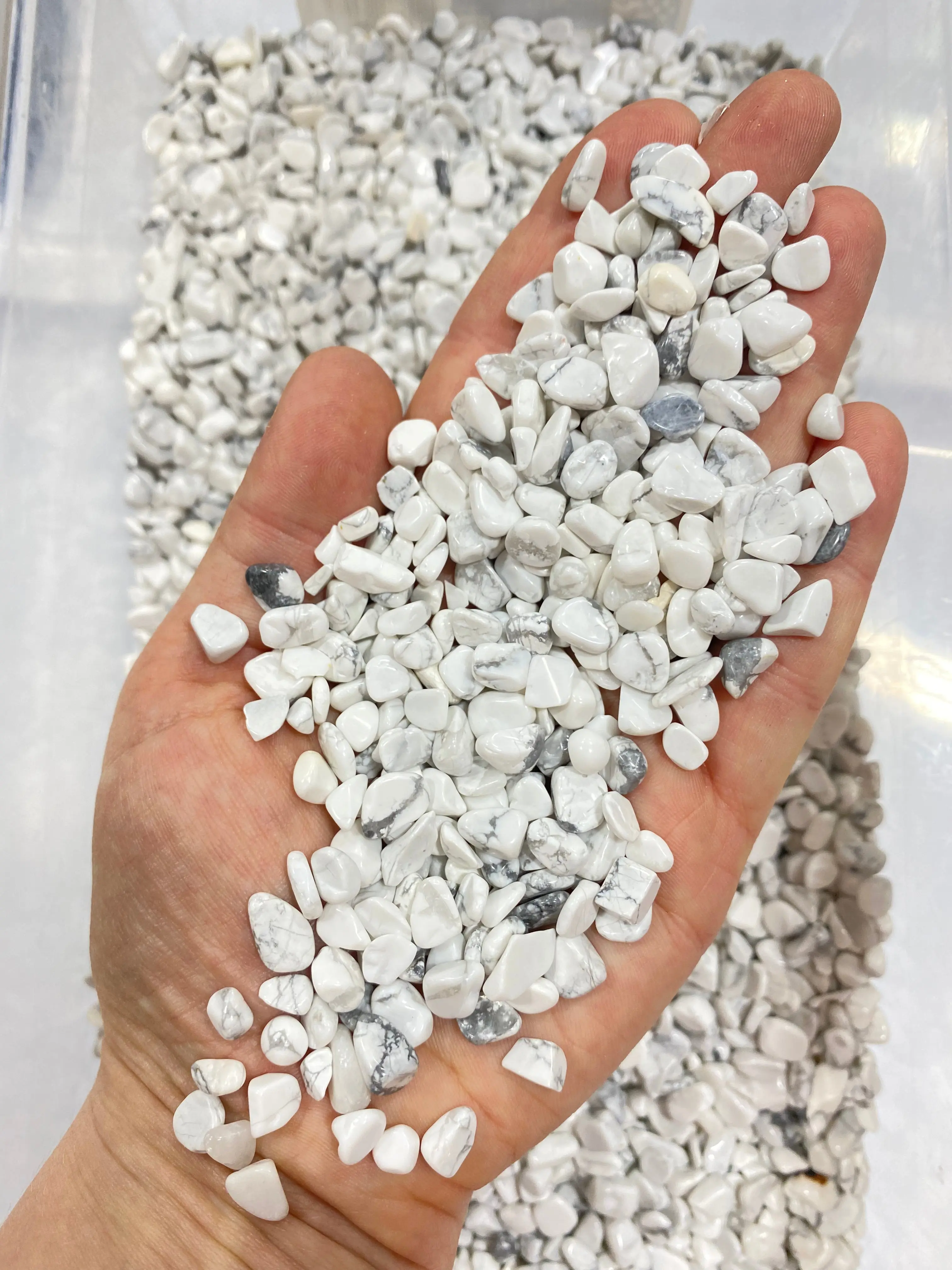Bulk White Howlite Stone Chips (1 lb. Bag) Size 6mm to 8mm,  Natural White Howlite Polished Gemstone Chips