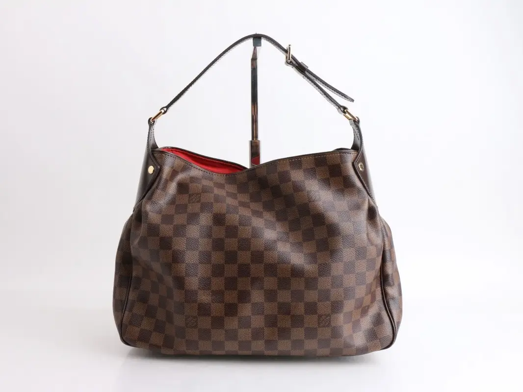 Pre-owned Louis Vuitton Coated Canvas Shoulder Bags Reggia Damier Ebene Shoulder Bag Brown