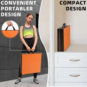 ROCKRAF Folding Gymnastics Exercise Mat 2" Thick Enhanced PA Material, Waterproof Faux Leather, Non-Toxic, Portable With Carrying Handles For Yoga, MMA, Stretching, Core Workouts & Home Gym Flooring