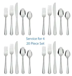 Pearson 20 Piece Stainless Steel Flatware Set, Silver, Service for 4, 5.98 x 2.75 x 10.35 Inches