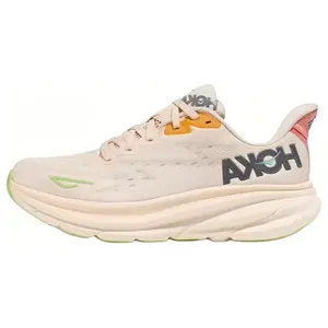 HOKA ONE ONE Clifton 9 Women's Low-Top Trail Marathon Training Running Shoes: Breathable, Slip-Resistant, Cushioned, and Durable in Beige Trending Shoes, House White Official Shoes to Get / Maison Mihara